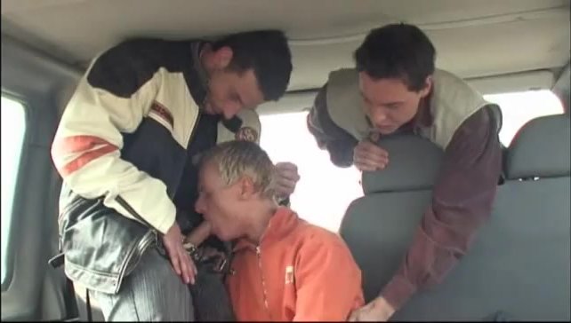 Two young men force a hitchhiker to pay for his ride