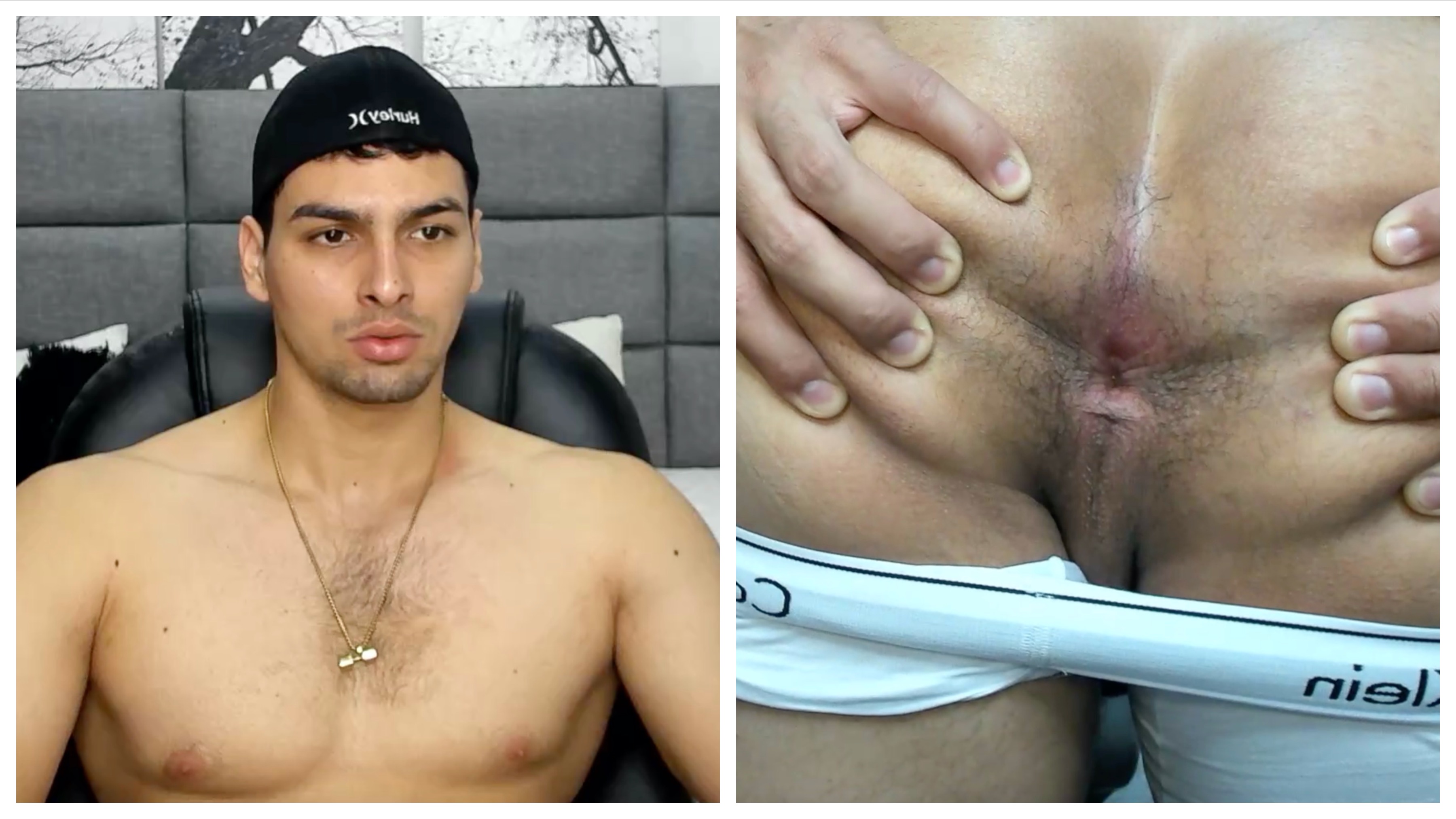 Str8 guy spreads his musky ass on cam