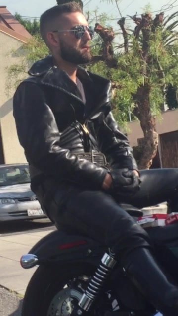 Leather marlboro biker man