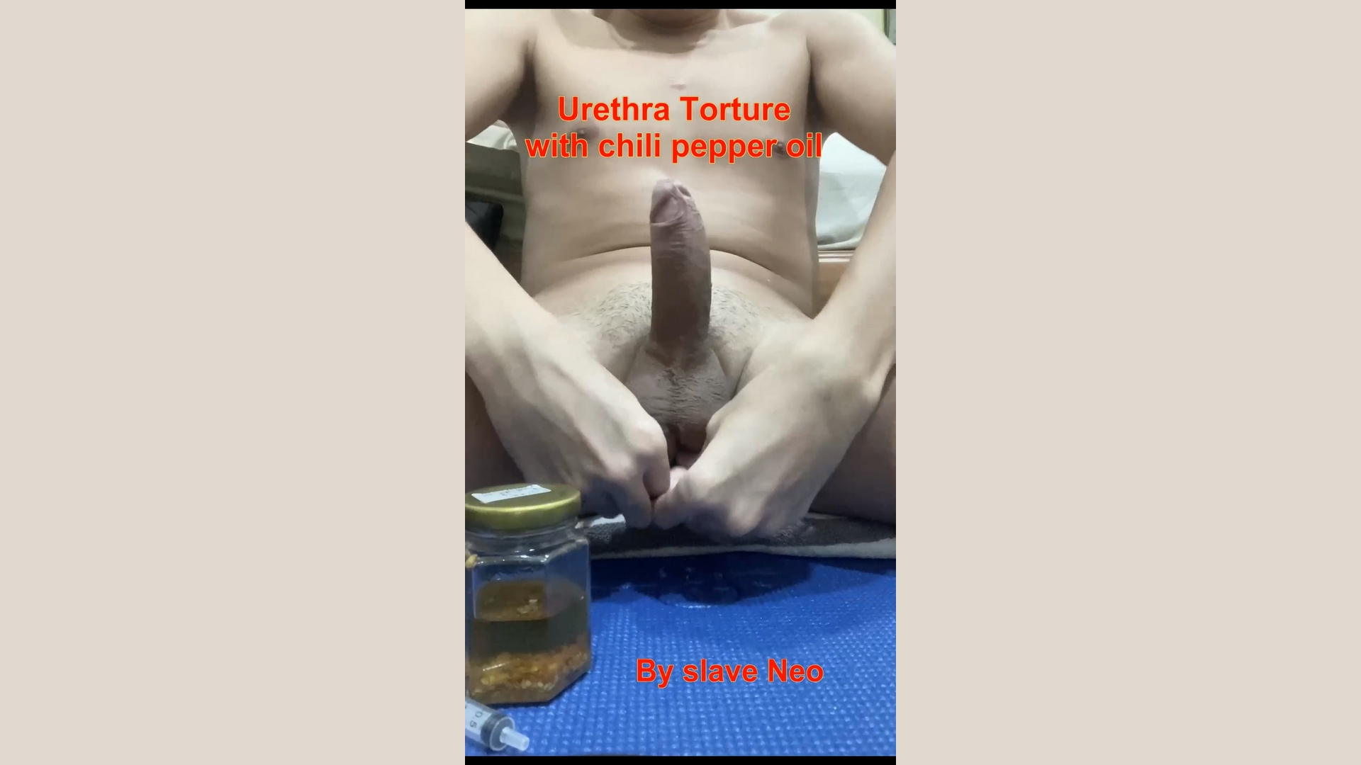 Chili pepper oil in slave Neo's urethra
