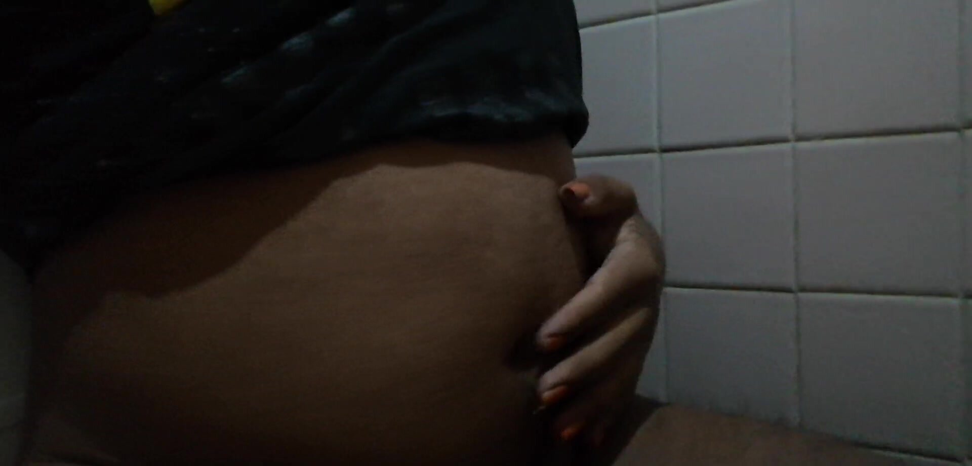 rubbing my hairy belly while it deflates
