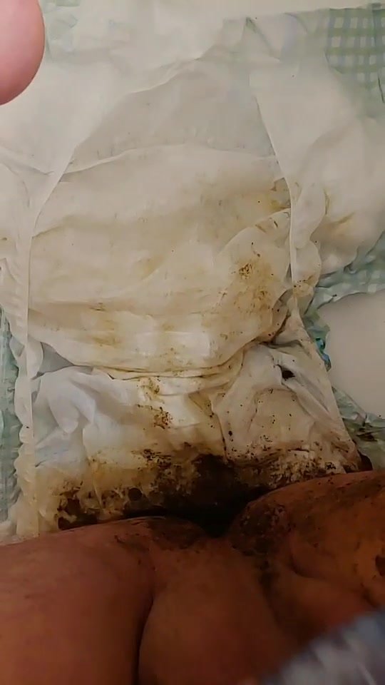 Cumming With a Toy in a Messy Diaper