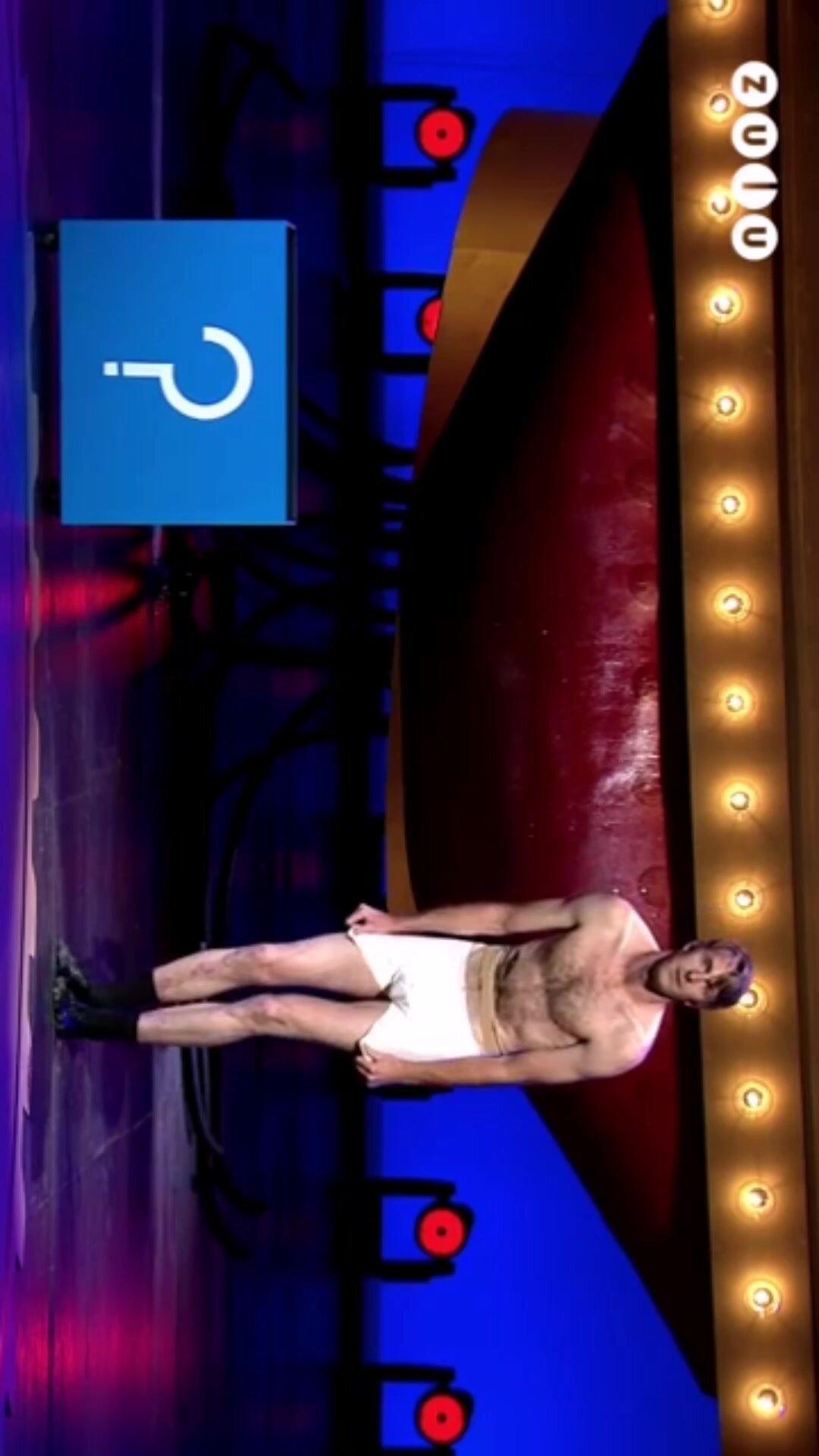 Naked comedian on TV