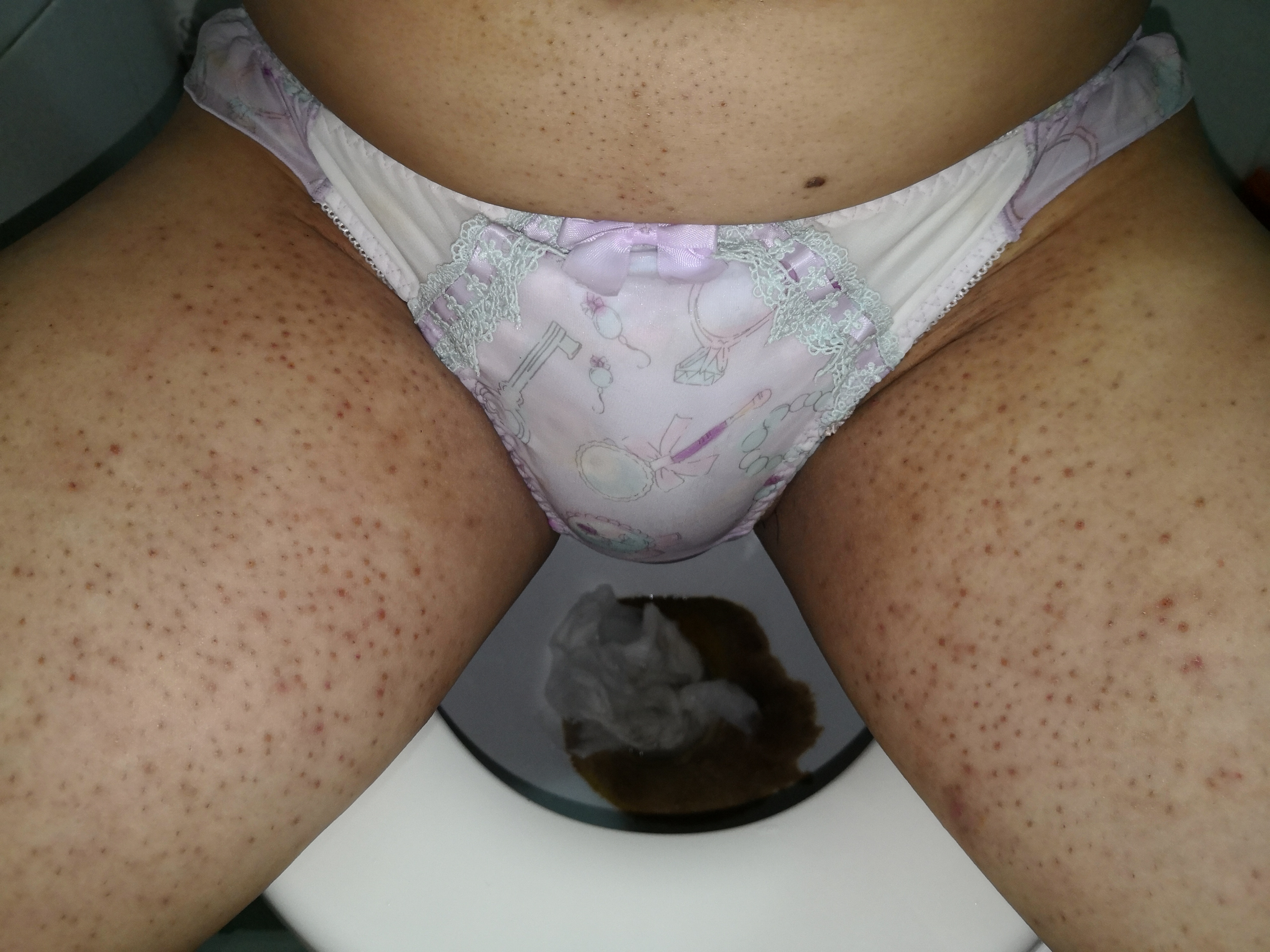 Two lovely ... style panties play together!!! pee and poop!! - 2