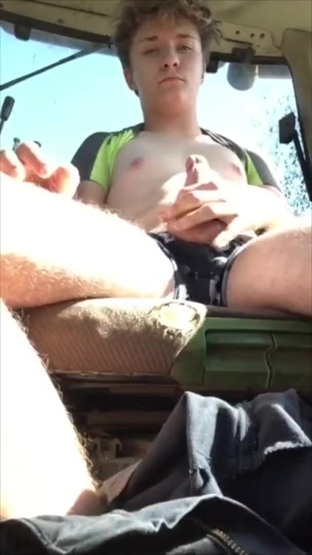 Cute Country Boy Twink Jerking Off In A Tractor