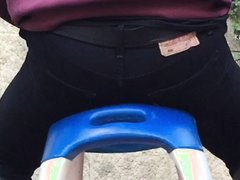 Bouncing on toy car tight levis ass - video 6