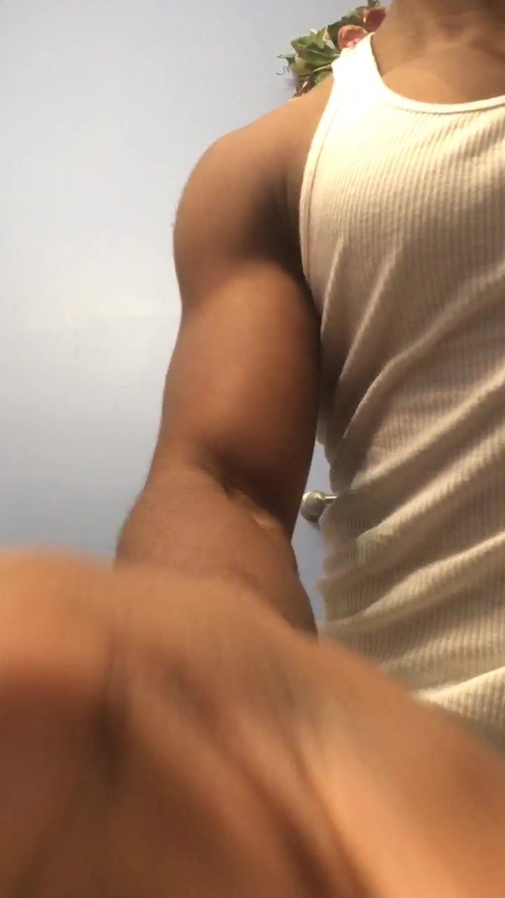 Black teen muscle flex