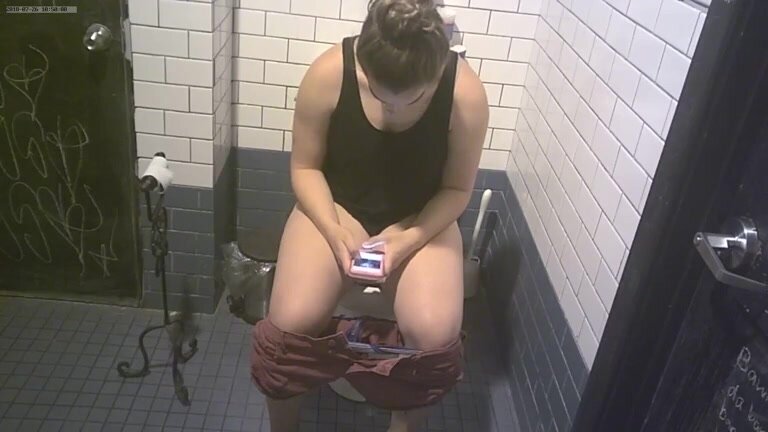 Woman poop and pee on public toilet