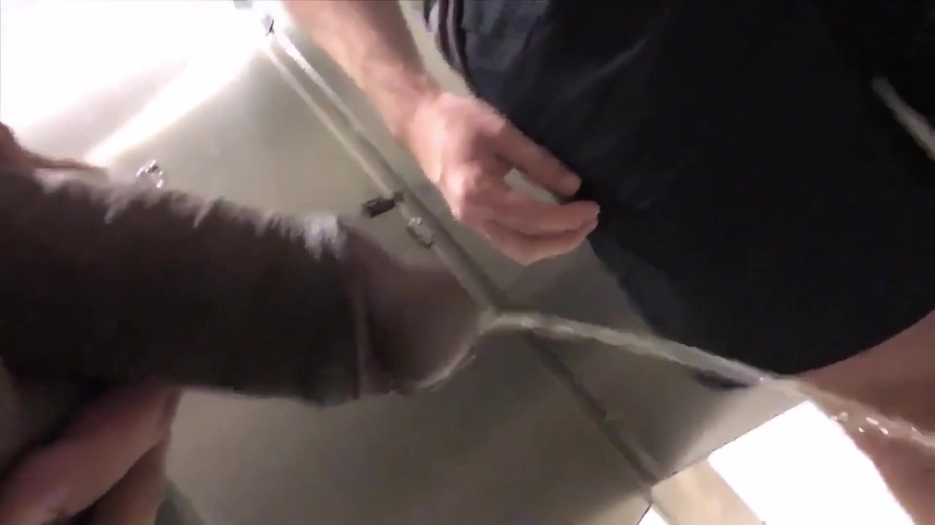 Guy tastes his friend's piss in a public bathroom!