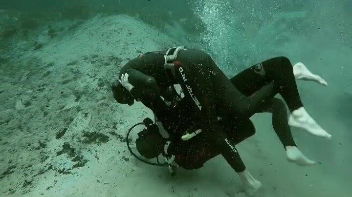 Underwater fight in sea