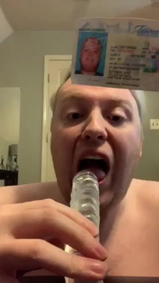 Pig Boy Tyler exposes himself while sucking on a dildo!
