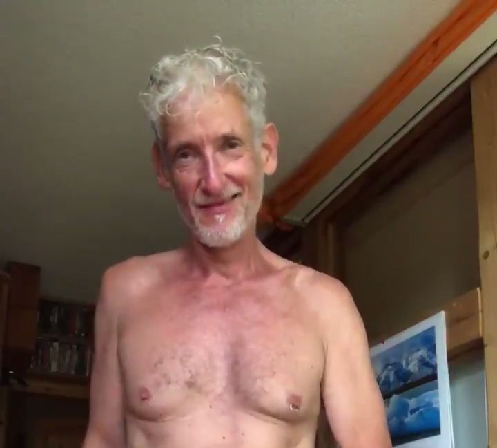 Horny nudist grandpa cums