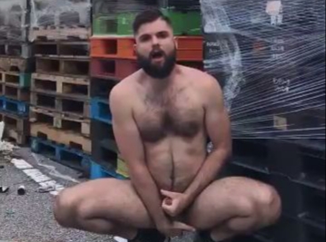 Cums outdoors with a finger in his ass