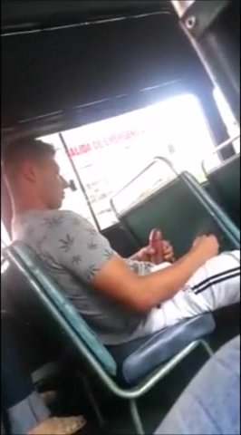 Bus wanker knows he is being watched but cums anyway