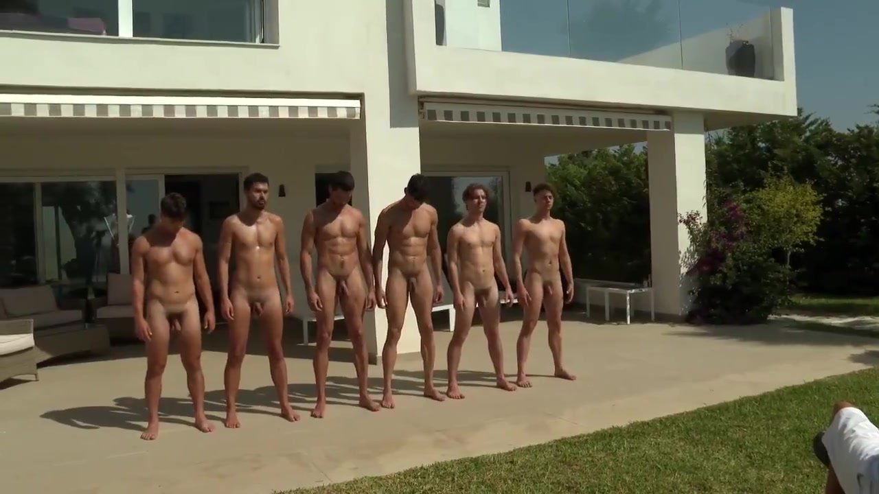 Naked athletes: lining up the frat and comparing cocks