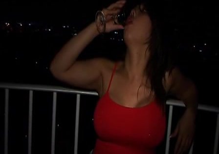 Wife hotel balcony piss and drink