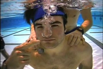 Cutie exhaling air barefaced underwater in pool - video 2