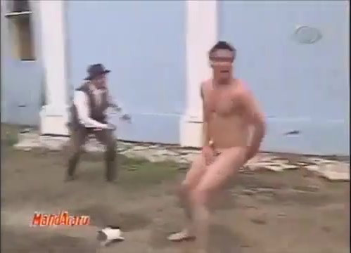 Guy runs naked and embarrassed