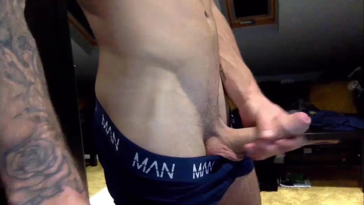 Tatted British Lad Uses His Boxers As A Cum Rag ThisVidcom