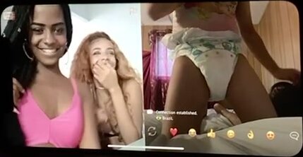 Cam girls laugh at diaper cuck
