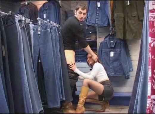 Daring public sex in department store
