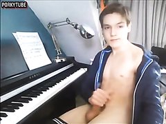 Cute Young Musician Piano Jerks and Cums