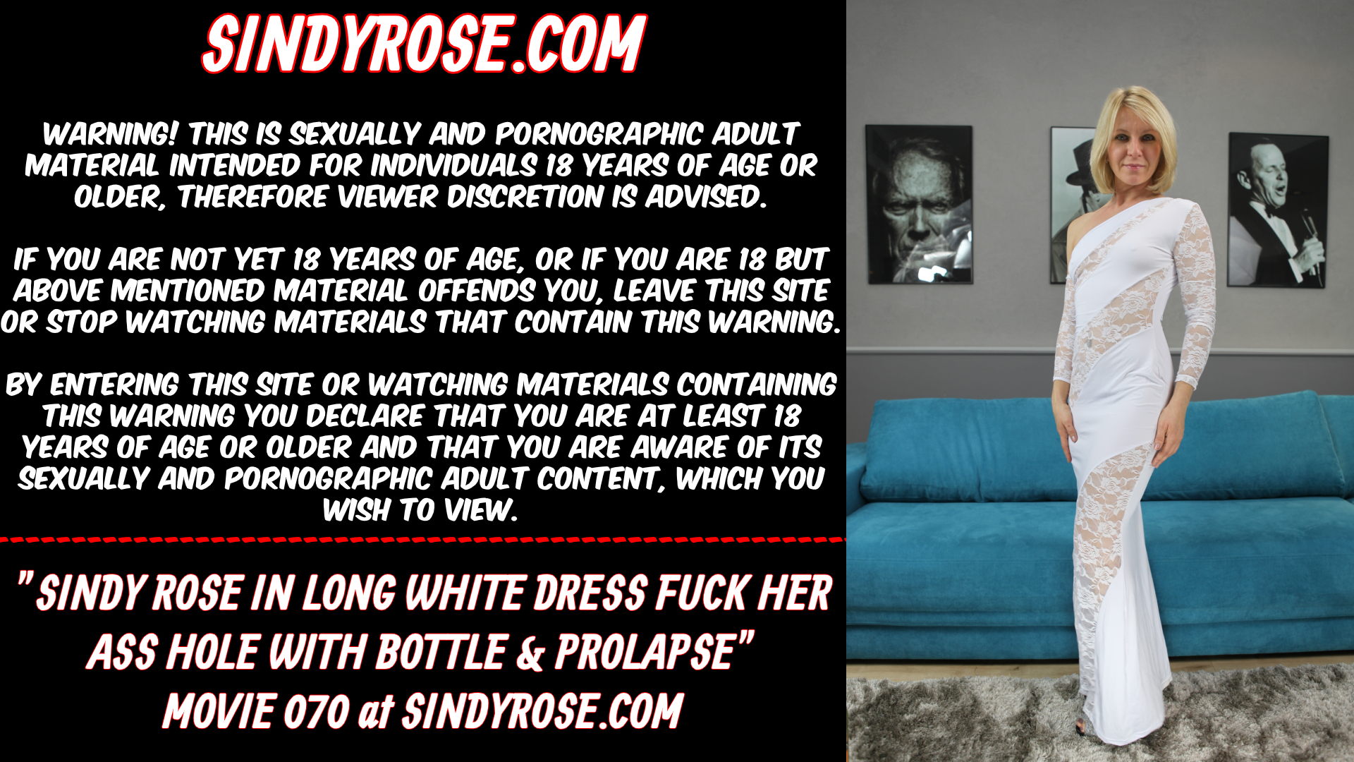 Sindy Rose in long white dress fuck her ass hole with bottle & prolapse