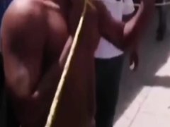 Muscle thief stripped in public