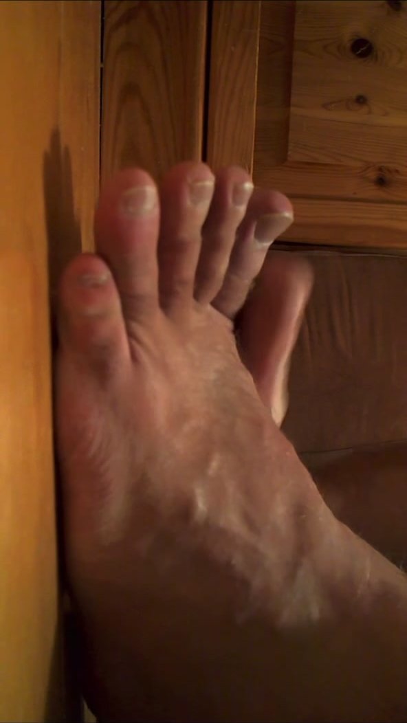 Mature man barefoot play POV