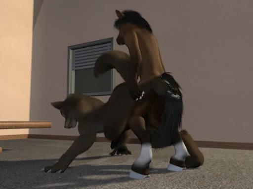 Horse Leg up fucks a Wolf!