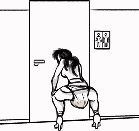 Desperate girl poops outside of bathroom
