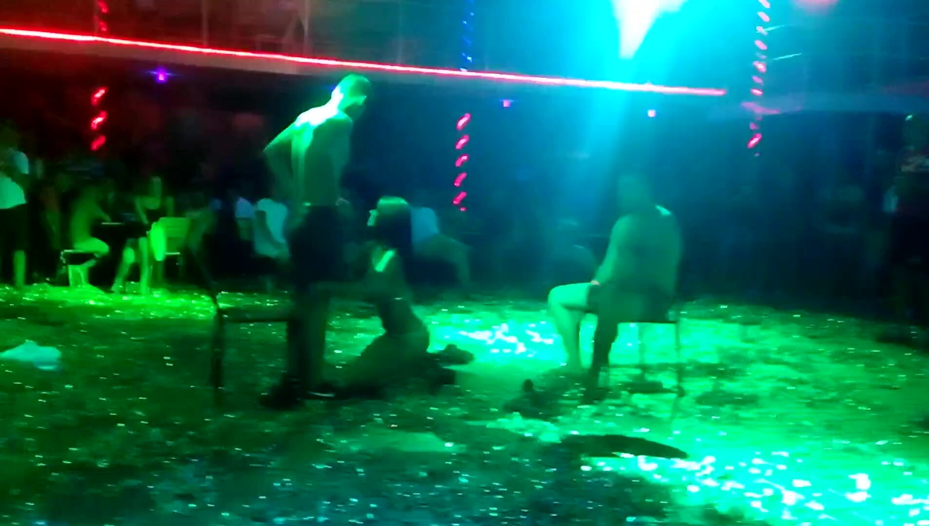 Stripped by stripper in public in a russian night club. 