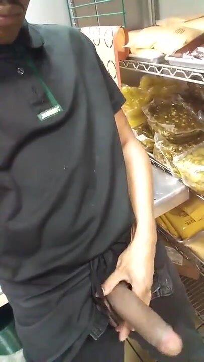 Subway worker jerking cock