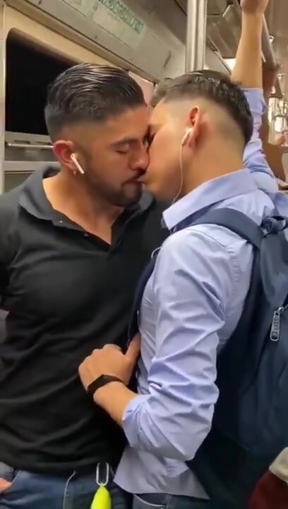 Hot guys kissing in the train