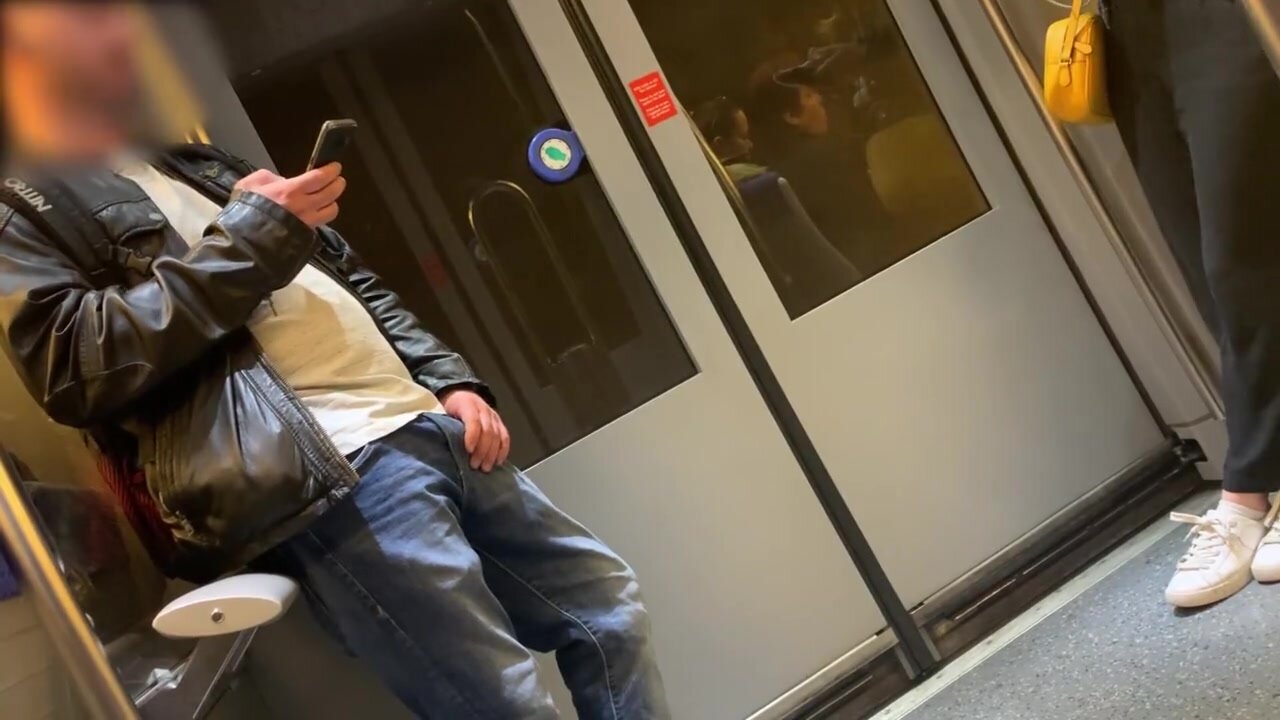 Munich Subway Bulge - Guy Rubs his Dick
