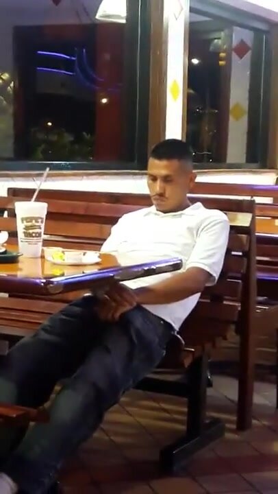 Guy Feeling his Boner at a Restaurant