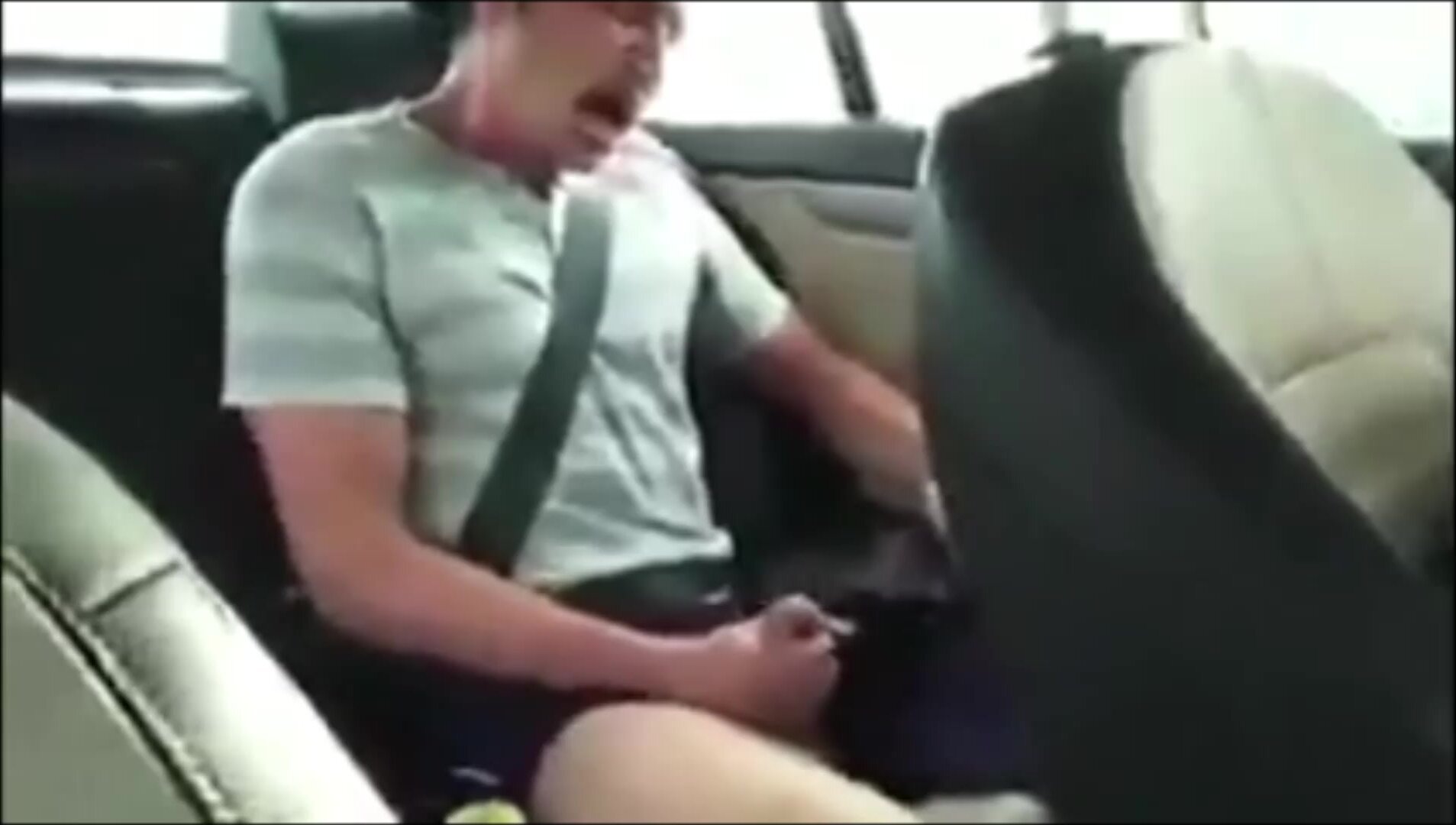 Friend Jerks off and cums in the back seat while My other friend is driving