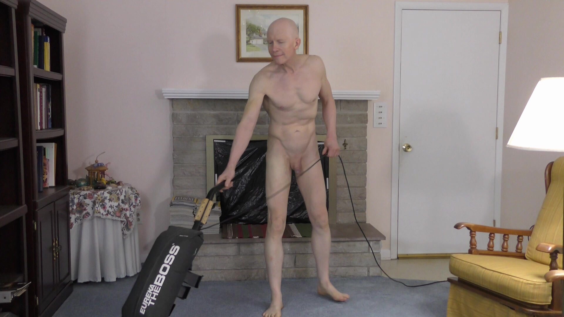 Gay Nudist Cleans House