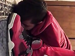 Twink licking sneakers