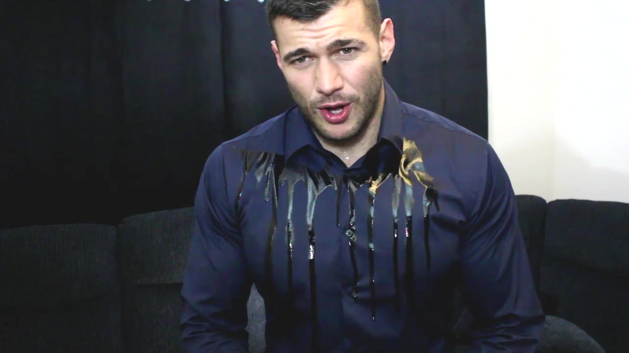 He covers me in oil and receives a massive cum load