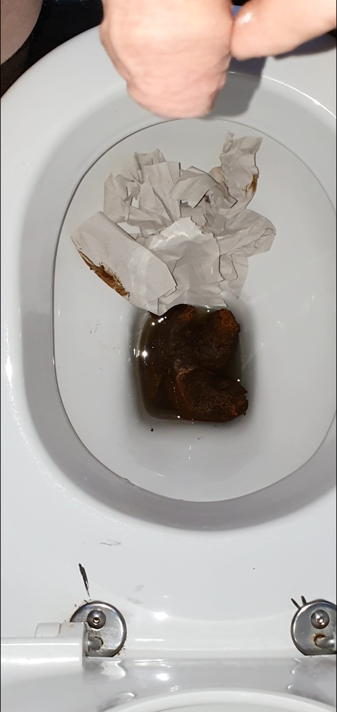 Shit, wipe and piss at an parking lot toilet