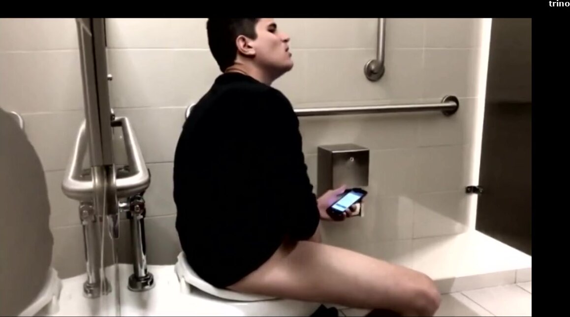 Caught furiously wanking big curved uncut