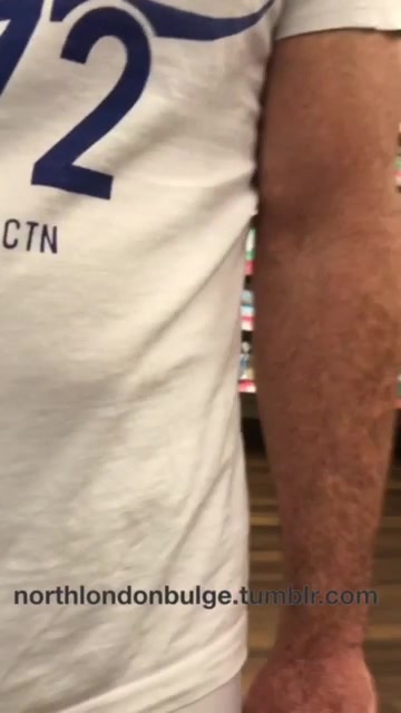Male bulge in white shorts