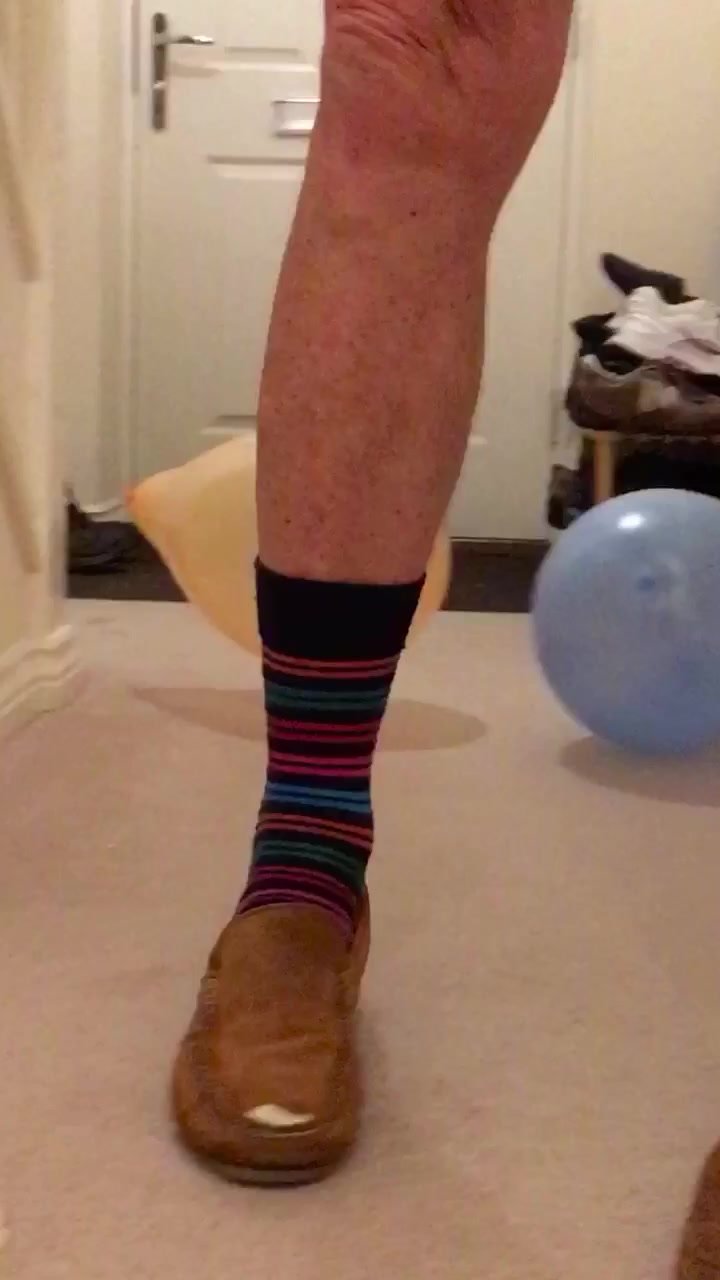 My sexy man stomps balloons