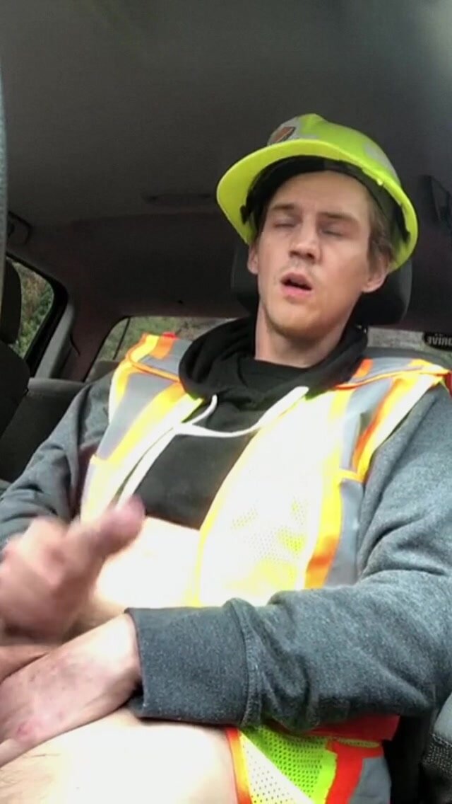 Horny young worker rubs out big load