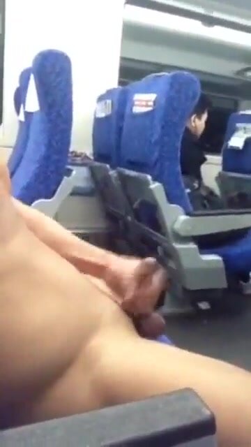 Horny guy jerk off in train 2