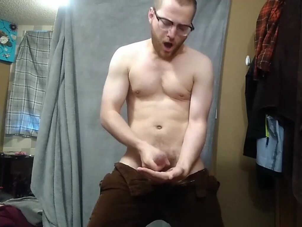Popper pig in glasses jacking cock