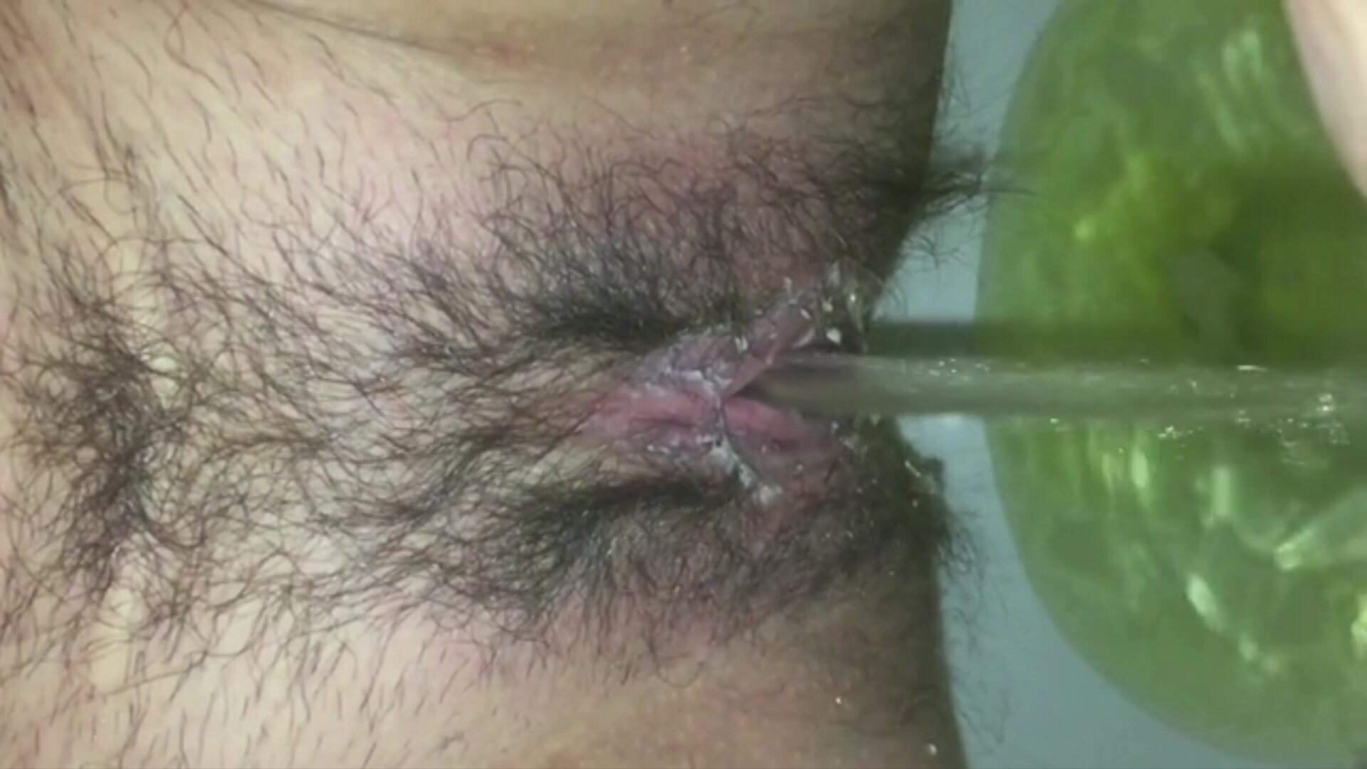 the super hairy pussy poops beautifully in the toilet