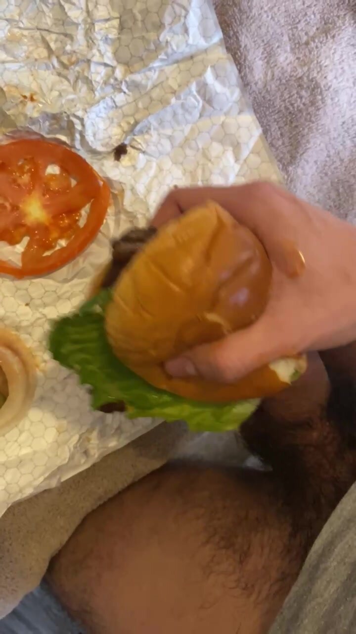 Teen fucks a burger and cums - video 2