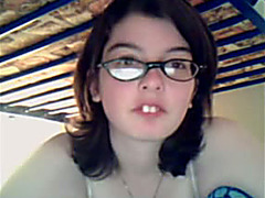 Adorable nerd fingers bald teen cunt on webcam